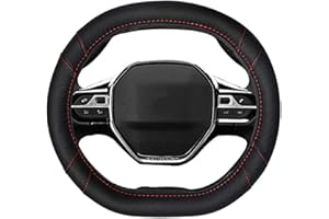 ‎MAYCO BELL Mayco Bell Microfibre Leather Car Steering Wheel Cover Fit for Peugeot 3008 206 207 208 2016-2019 508 208 2019 e-208 (Red Line)