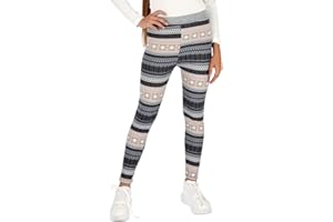 hi!mom Dziewczęce bardzo grube spodnie świąteczne ciepłe legginsy zimowe spodnie termiczne futro wewnątrz dzieci z podszewką polarową pluszowe przytulne spodnie świąteczne wzory jednolite kolory na co