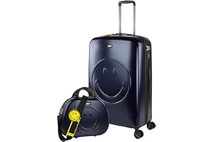 Smiley Originals - Maletas de Viaje de la Firma Smiley. Juego Maletas 4 Ruedas - Juego de Maletas de Viaje - Juego Maletas de Viaje Ligeras. Candado de combinacion 180170B, Azul-Negro