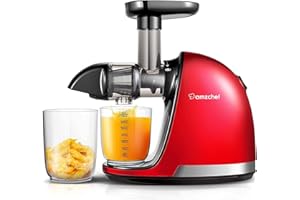 AMZCHEF Licuadora prensado en frío - Extractor de zumos y verduras - Licuadoras para zumos con 2 depósitos y cepillo - Cold p