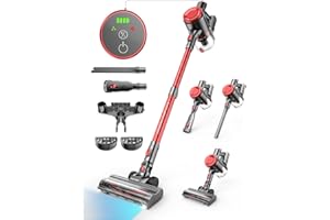 OLAYMEY Odkurzacz Bezprzewodowy 40000pa/50min, 1,5l Super Cichy WolnostojąCy, Z Funkcją Anti-Tangle, Z WyśWietlaczem Led, do SierśCi ZwierząT/Twardych