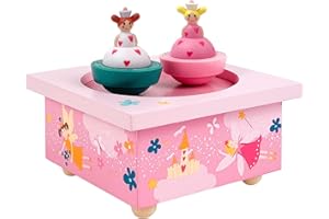 TROUSSELIER - Sœurs Princesses - Boîte à Musique Dancing - Idéal Cadeau de Naissance - 2 Figurines Amovibles - Fonctionnement Simple - Musique Beautifull Dreamer - Colori Rose