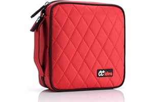 CCidea 40 Capacity CD/DVD Case Holder Portable Disc Wallet Storage Binder Nylon Cd Bag(Red)