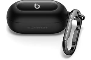 SURITCH Etui kompatybilne z Beats Solo Buds, magnetyczne Odporne na wstrząsy Osłona ochronna do słuchawek audio z zestawem do czyszczenia i klamrą Karabiner (czarny)