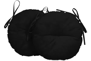 Vargottam Outdoor Porch 15 inch Round Bistro Chair Cushion- Waterproof Seat Chair Pad For Home/Office- Set Of 2 Black