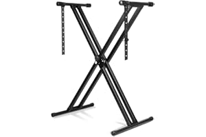 MAMIZO Keyboardständer, X Doppelstrebig Keyboard Ständer Höhenverstellbar in 8-Stufen, Keyboard Stand für E Piano, Klavier Halterung, Schwarz