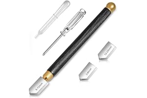 HASTHIP Glass Cutters 2-20mm Glass Cutting Tool Glass Cutter Tool Set with Extra Replacement 3 Carbide Cutting Heads, Screwdriver and Oil Dropper for Mosaic/Tiles/Mirror/Glass Cutting