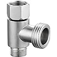 Tecmolog 3-Way 3/8" and 1/2" 3 Way Adapter Tee Connector Stainless Steel 3/8" Water Line T Fitting Brushed Nickel, 1 PCS, SBA020B