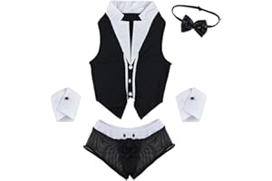 TiaoBug Disfraz de rol Hombre Ropa Criado Sexual Traje Conjunto de Cosplay Hombres Sexy