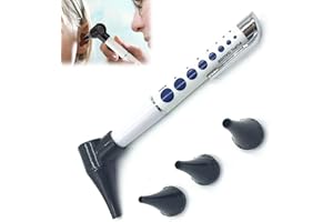 BASTOUR Mini Otoscope Oreille, Otoscope LED, Ensemble de Spéculum Auriculaire, 3x Zoom, Portable Mini Visual Ear Inspection Tool avec 3pcs Têtes Remplaçables, pour L'examen de L'oreille, Blanc