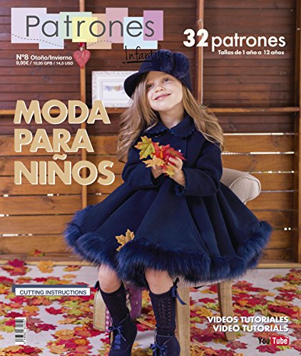 Rivista di cartamodelli per bambini, N. 8, cartamodelli da cucito per bambini, moda autunno inverno, 32 cartamodelli per bambina, bambino e neonato