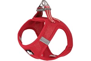 TRUE LOVE Harnais pour Chien Soft Air Mesh Gilet réfléchissant réglable pour Animaux de Compagnie pour Petites et Moyennes Races (L, Rouge)