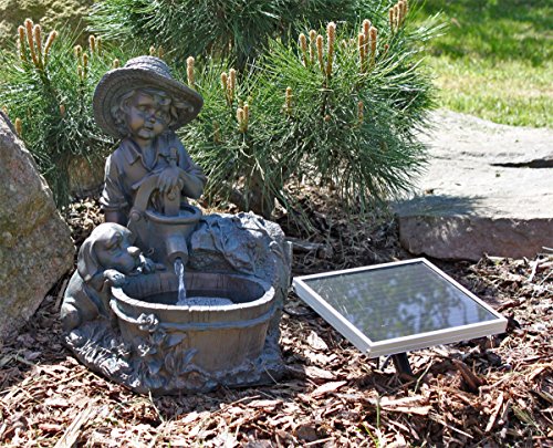 Solar Springbrunnen NSP5 Knabe mit Schale Zierbrunnen Brunnen Solarbrunnen Gartenbrunnen