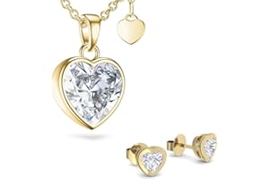 Amoonic Geschenkset für Frauen Schmuckset Damen Gold Silber 925 hochwertig vergoldet Geschenkset Geburtstag Freundin Kette Ohrringe *GRATIS Ich liebe Dich GESCHENKBOX* SE22VGGGZIFA