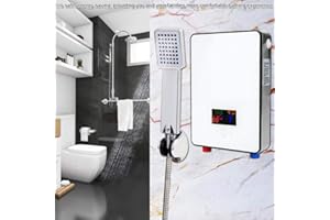 LECXIN Chauffe-eau électrique, 220V 6500W Chauffe-eau électrique instantané sans réservoir avec accessoires d'installation pour douche de salle de bain