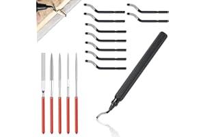 FEADBYT Deburring Tool, Metal Deburring Tool, 360° Rotating Metal Deburring, Deburring 3D Print, with 10 Replacement Blades and 5 Diamond Files, for Wood, Plastic, 3D Printer, Black