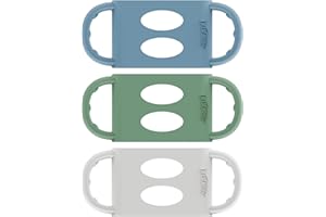 Dr. Brown's Milestones 100% Silicone Baby Bottle Handles, Wide-Neck, Removable Easy-Grip Transitional Sippy Cup Handles, Light Blue, Green, Gray, 4m+, 3 Pack
