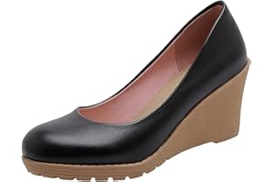 DIUNIARZA Donna Décolleté con Zeppa Punta Rotonda Pompe Classicohe Senza Chiusura Scarpe Elegantii con Tacco Alto con Plateau, Numero 34-43