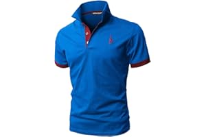 KUNJLELP Men's Regular-Fit Cotton Pique Polo Shirt Short Sleeve Golf Polos