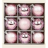 Juego de 9 rosa bolas para árbol de Navidad 6 cm