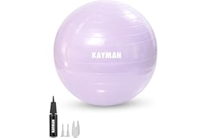 KAYMAN Exercise Ball - Anti-Burst System, Non-Slip Rings, Durable Material, Easy to Inflate, Perfect for Yoga, Pilates, Fitness, Balance Training, Gym, and Home Workouts