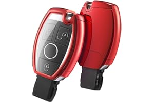 ‎OATSBASF OATSBASF Autoschlüssel Hülle für Mercedes Benz, Schlüsselhülle Cover für Mercedes Benz W204 W211 2-3 Keyless Tasten A B C E Class (Rot)