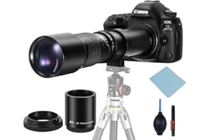 JINTU Teleobiettivo per Canon 500-1000 mm F/8 manuale con anello a T adattatore per Canon T8i T7i T7 T6 T6s T6i SL3 SL2 4000D 2000D 1200D, 70D 77D 650D 60D EOS-1D X Mark III/II, 5D Mark IV, 650D D