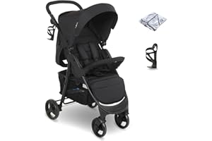 My Babiie MB30 Pushchair – from Birth to 4 Years (22kg), Easy Compact Fold, Large Shopping Basket, Adjustable Handle, Stroller Includes Cup Holder, Rain Cover – Black