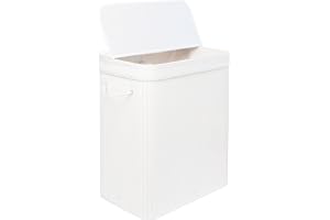 Relaxdays tvättkorg med lock, bambu, 100 l, 2 innerfack
