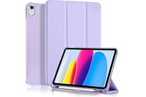4UBonLife Cover Per iPad (A16) 11a Generazione 11 Pollici 2025, iPad 10a Generazione10,9" 2022 con Portapenna, Custodia Protettiva Sottile con Retro Rigido Traslucido Guscio Case, Viola Chiaro