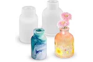 TUXUZAL 2 jarrones de resina epoxi molde de silicona DIY jarrones moldes de resina epoxi, jarrón de silicona, forma de vela, molde de silicona, portavelas, portavelas, molde de silicona, soporte para velas de