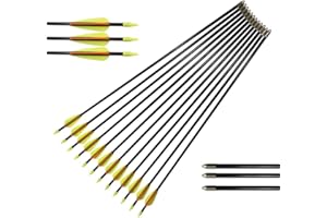 ELONG OUTDOOR 12er Fiberglaspfeil für Bogenschießen, 26 28 30 32 Zoll Bogenpfeile Pfeile Fiberglaspfeil für Sportbogen, Recurvebogen, Langbogen