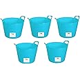 Easy Shopping 5 x 14 Litre Flexi Tub Garden Home Flexible Colour Rubber Storage Container Bucket Polyethylene Flex Tub- MADE IN U.K. (Sky Blue)