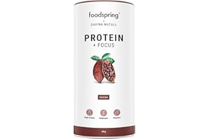 foodspring x Davina McCall – Focus Protein Powder Shake for Your Daily Protein, Vitamin & Mineral Needs - with Real Cocoa & Ginseng for Stress Relief - 20g Protein in Every Shake (480g)