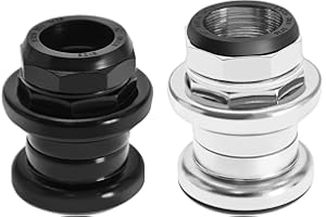 SG Store 2 Auriculares de Bicicleta de Metal Externo para dirección roscada de 1 Pulgada, Tubo de Cabeza de 30 mm y Horquilla de 25,4 mm, Accesorios para Bicicleta de montaña (Negro y Plateado)