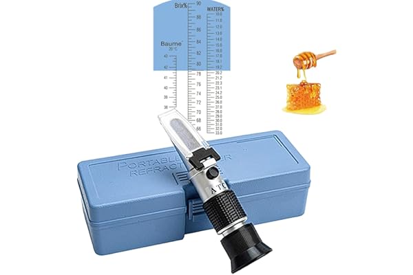 Logic box Réfractomètre de saccrose pour humidité au miel, Brix et Baume, 3 en 1, 58–90% Brix Testeur avec ATC, idéal pour sirop d'érable à forte teneur en sucre, mélasse, malt, apiculteurs.
