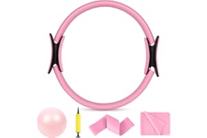 AOOSA Ensemble Pilates, 15''/38cm Anneau Cercle de Pilates avec Deux poignées rembourrées, 4 pièces/6 pièces Pilates Ring Set Exercice Equipment pour Yoga, entraînement de Base, Force, flexibilité