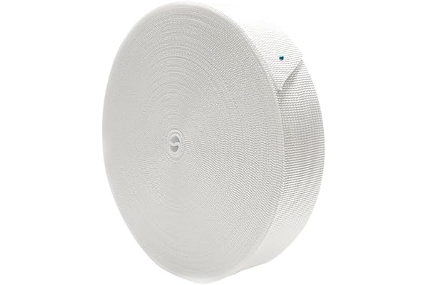 25 Métre Ruban de Sangle en Nylon, Sangle de Sac, Ruban de Sac à Dos, 16 Couleurs/5 mesures, Travaux Manuels, Craft, Bagage, Ceinture, Sangle de Sac à Dos de Voyage, (Blanc 101, 32 mm)