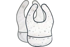 LÄSSIG Baby Lätzchen Set 2 Stk. mit Auffangschutz wasserabweisend Klettverschluss/Lightweight Bib