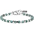 GAVU Stainless Steel Clasp Mens Stone Beaded Bracelet