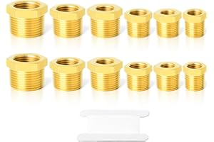 GASHER 12pièces Kit de raccord hexagonal en laiton Raccord hexagonal 1/4"-1/8",3/8"-1/8",3/8"-1/4",1/2"-1/4",1/2"-3/8",3/4"-1/2"