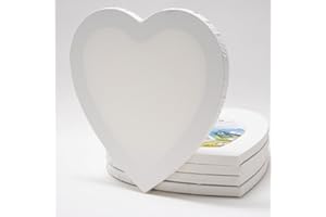 M MERCEO 5er-Set Leinwand Canvas zum Bemalen in Herz-Form, 30x30cm. Leere, weiße Leinwand aus 100% Baumwolle ist umlaufend aufgespannt auf 16mm FSC® MDF-Rahmen, 280g/m², 2-fach weiß grundiert