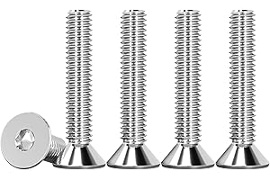 Drenky M4 X 25mm Stainless Steel Screws, M4 Bolts Countersunk Bolts 50 Pcs Hex Screws DIN 7991 / ISO 10642 Rustproof Machine Screws Hex Socket Countersunk Bolts, Fully Thread