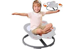 BABAMU Sensorischer Stuhl Autismus Sensorische Produkte Sensorisches Spielzeug Sensorischer Spinnstuhl Autismus Spinnstuhl für Kinder Drehstuhl Training Körperkoordination (Grau)