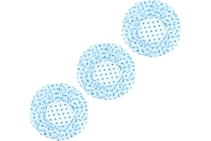 MELGO 3 Pcs Shower Caps, Reusable Bath Cap with Elastic Band, Waterproof Plastic Shower Caps for Women, Men, Kids (Blue)