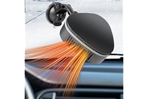 LYPPUL grzejnik samochodowy 12 V, 2 w 1, termowentylator samochodowy, przenośny grzejnik samochodowy, grzejnik do przedniej szyby samochodowej z gniazdem zapalniczki, stała nagrzewnica samochodowa