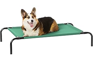 Amazon Basics Cane Lettino rialzato rinfrescante per animali domestici, Misura M, Verde, L 110 x P 65 x H 19 cm