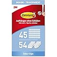 Command Clear Decorating Clips, Value Pack of 45 Transparent Clips and 54 Small Adhesive Strips - Little Hooks for Decorations and Fairy Lights - Damage Free Hanging - Packaging May Vary