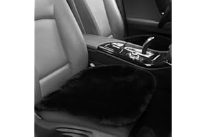 IRIWOOL Genuine Sheepskin Auto Seat Pad, Australian Soft Wool Seat Cover Breathable and Sweat-Wicking Comfort Warm Universal Fit,19.2 inch x19.2 inch (Front seat Cushion 2pcs, Black)