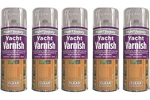 HITLINEUK 5 x All Purpose Yacht Varnish 400ML - Professional Gloss Finish Spray Wood Color Paint